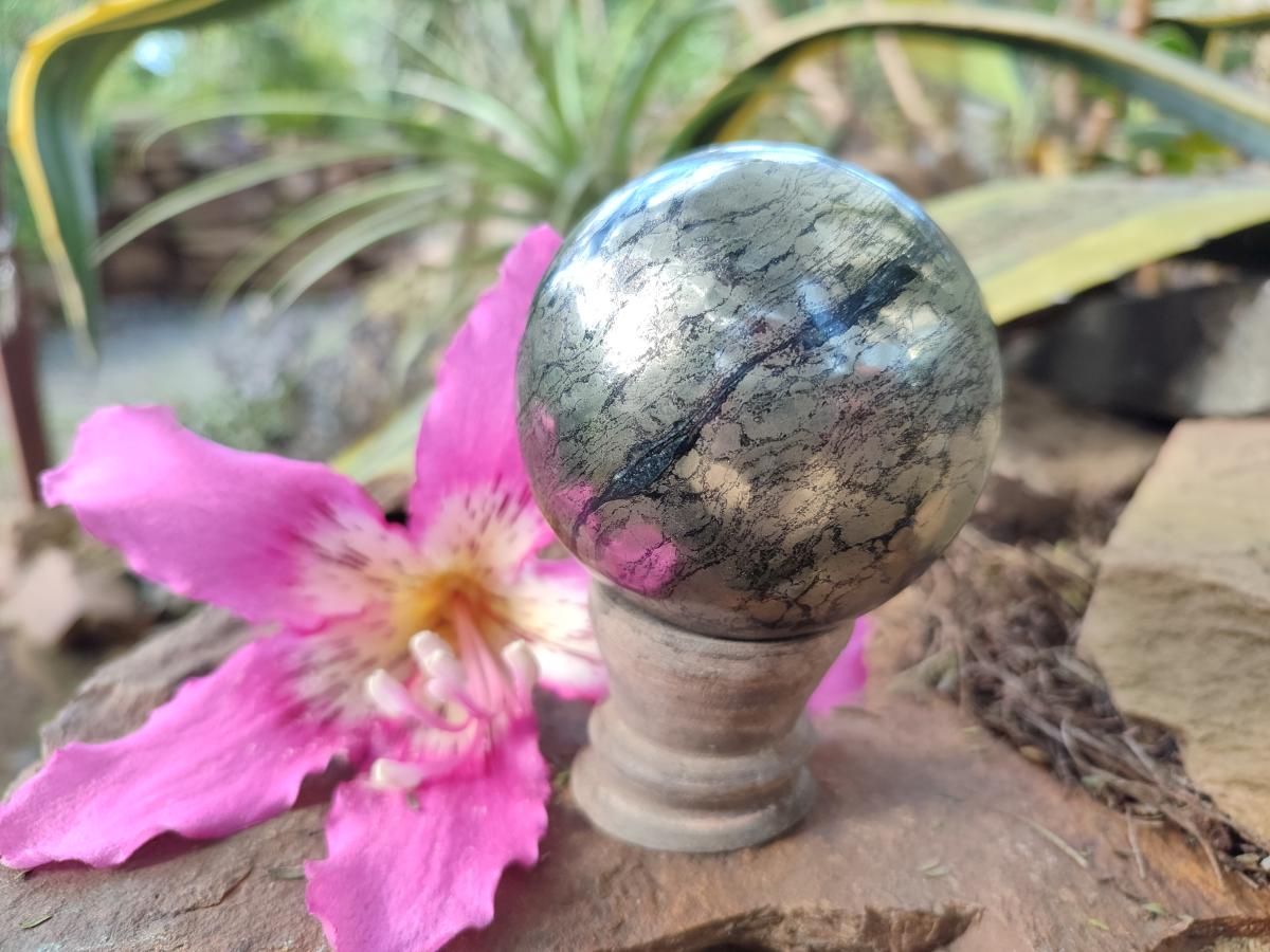 Polished Golden Pyrite "Pharaoh Stone" Sphere x 1 From Iron Duke Mine, Zimbabwe