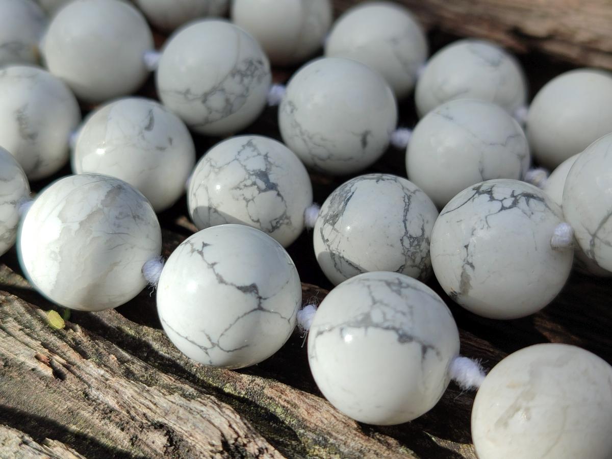 Hand Made Lightning Strike Magnesite Howlite Ball Beaded Necklace - Sold Per Item - From Zimbabwe