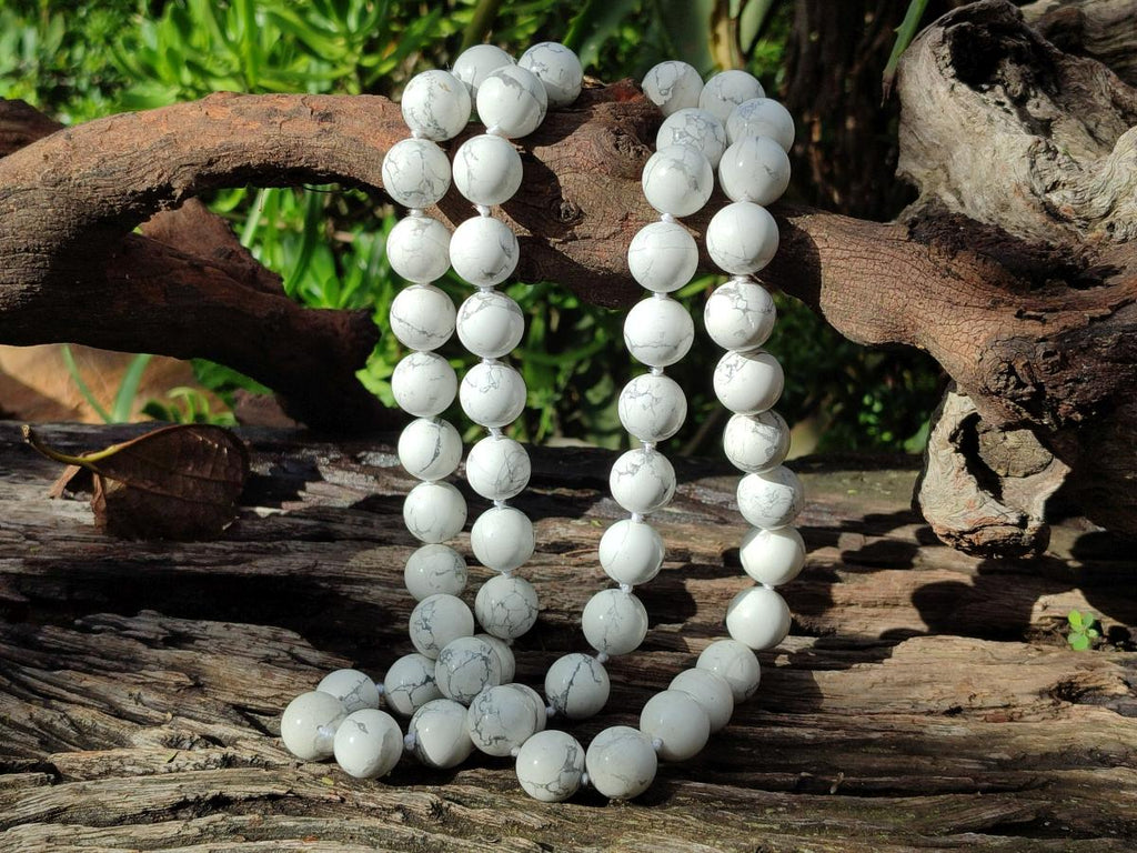 Hand Made Lightning Strike Magnesite Howlite Ball Beaded Necklace - Sold Per Item - From Zimbabwe