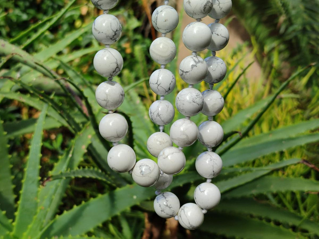 Hand Made Lightning Strike Magnesite Howlite Ball Beaded Necklace - Sold Per Item - From Zimbabwe