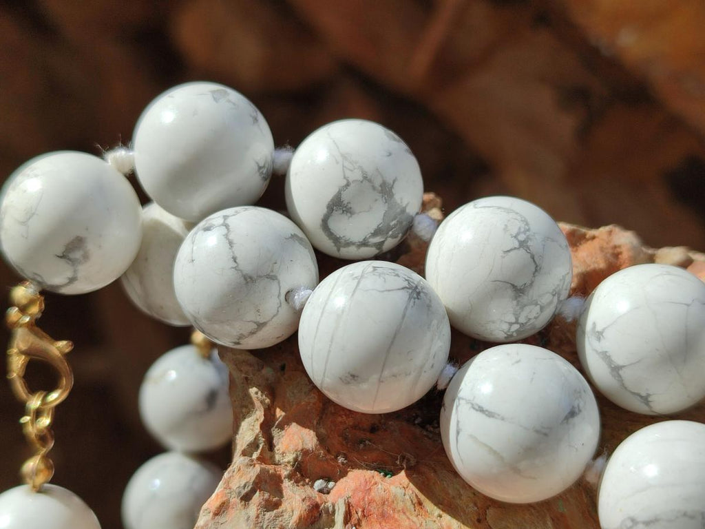 Hand Made Lightning Strike Magnesite Howlite Ball Beaded Necklace - Sold Per Item - From Zimbabwe