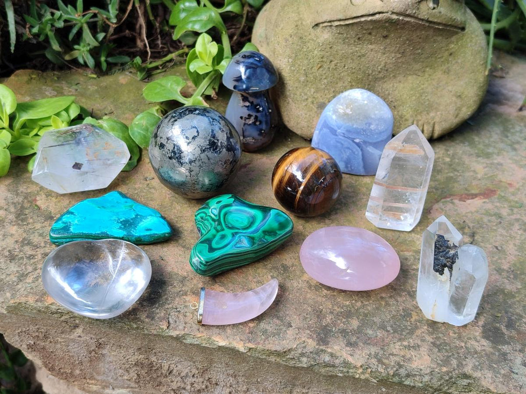 Polished Mix of Selected Gemstones, Minerals and Crystals Gift Set of 12 x 1 From Southern Africa