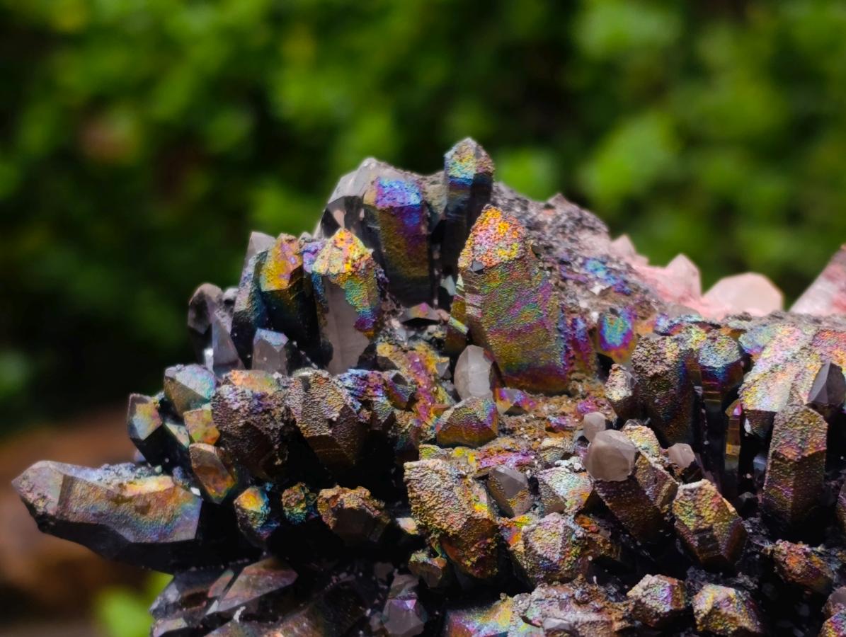 Natural Rare "Blacknite Quartz" Iridescent Cluster x 1 From Madagascar