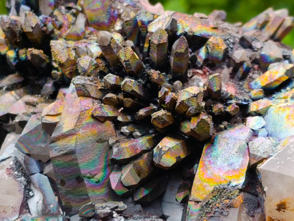 Natural Rare "Blacknite Quartz" Iridescent Cluster x 1 From Madagascar