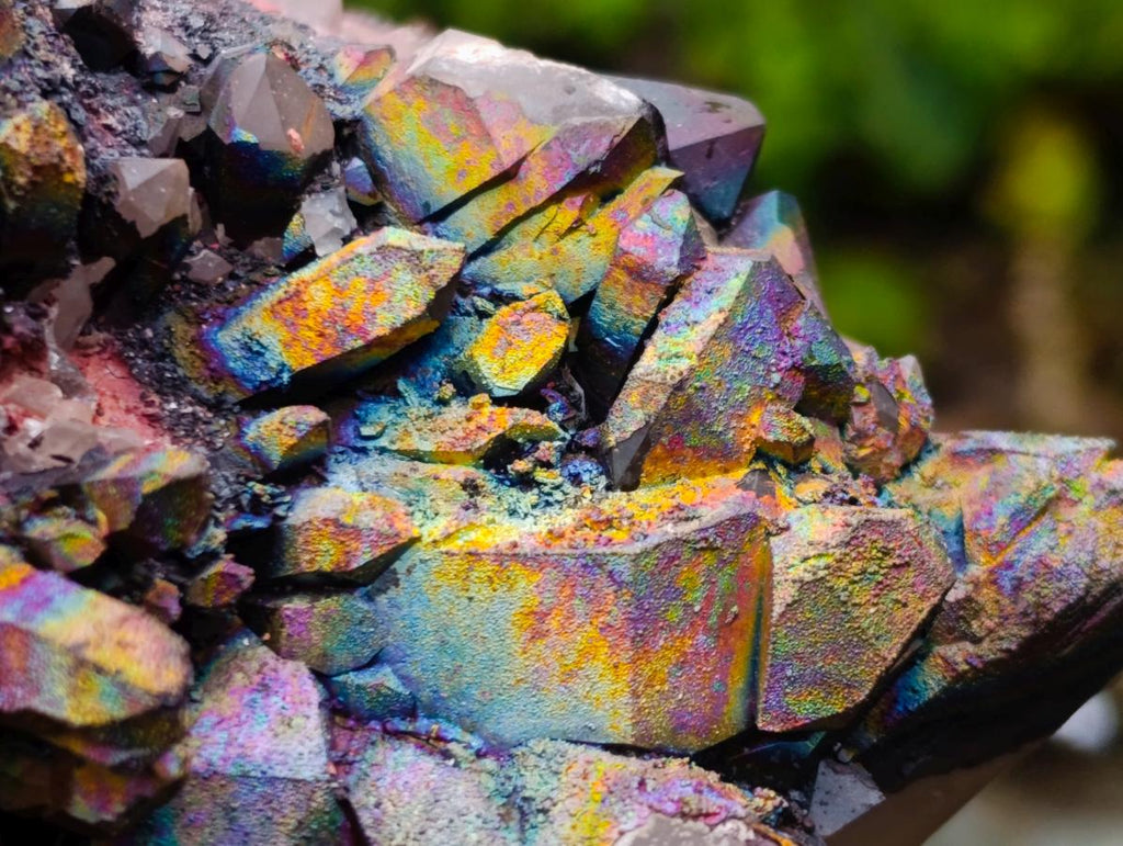 Natural Rare "Blacknite Quartz" Iridescent Cluster x 1 From Madagascar