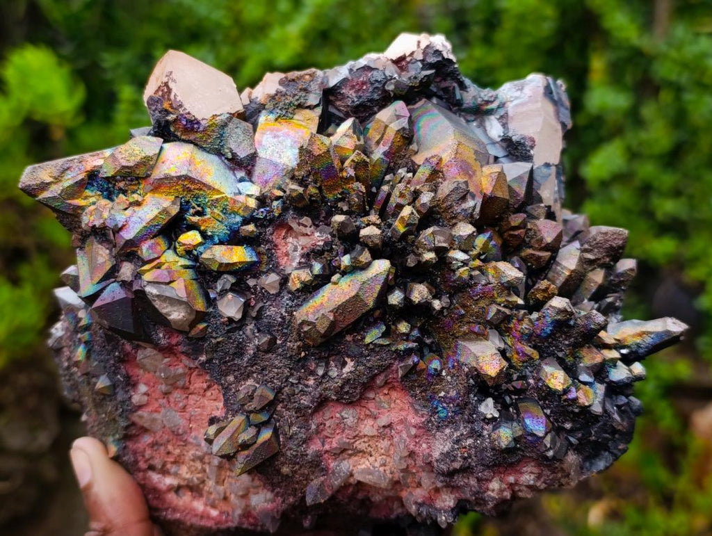 Natural Rare "Blacknite Quartz" Iridescent Cluster x 1 From Madagascar