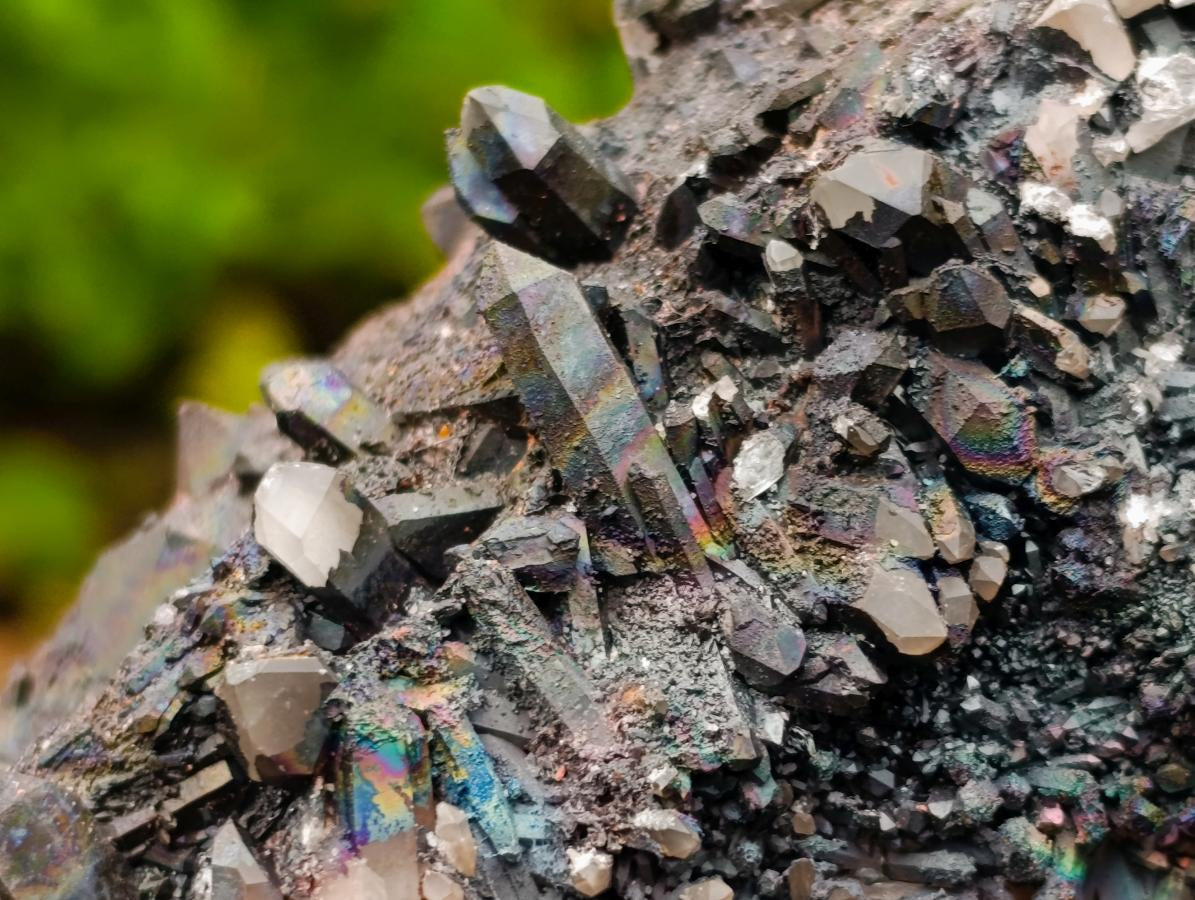Natural Rare "Blacknite Quartz" Iridescent Cluster x 1 From Madagascar