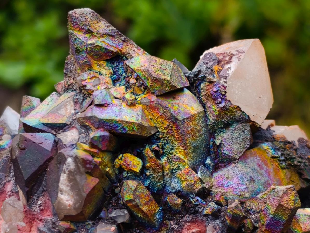 Natural Rare "Blacknite Quartz" Iridescent Cluster x 1 From Madagascar