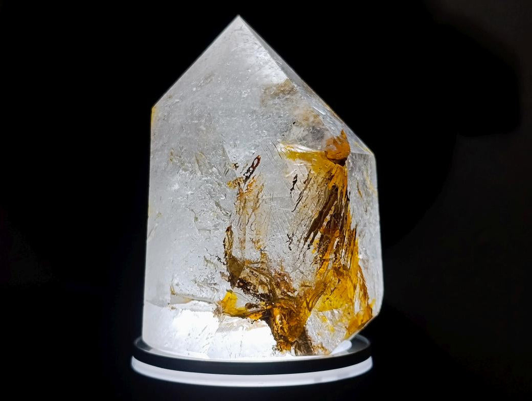 Polished Golden Veiled Window Quartz Crystal x 1 From Akansobe, Madagascar
