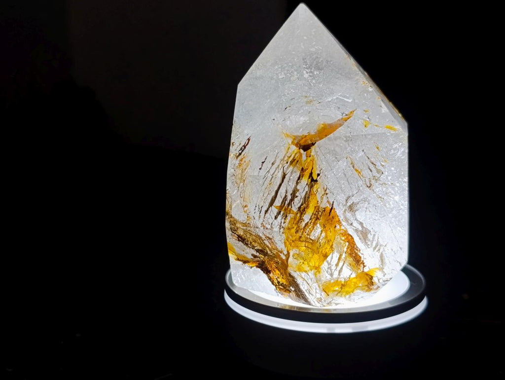 Polished Golden Veiled Window Quartz Crystal x 1 From Akansobe, Madagascar