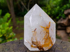 Polished Golden Veiled Window Quartz Crystal x 1 From Akansobe, Madagascar