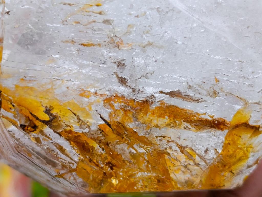 Polished Golden Veiled Window Quartz Crystal x 1 From Akansobe, Madagascar