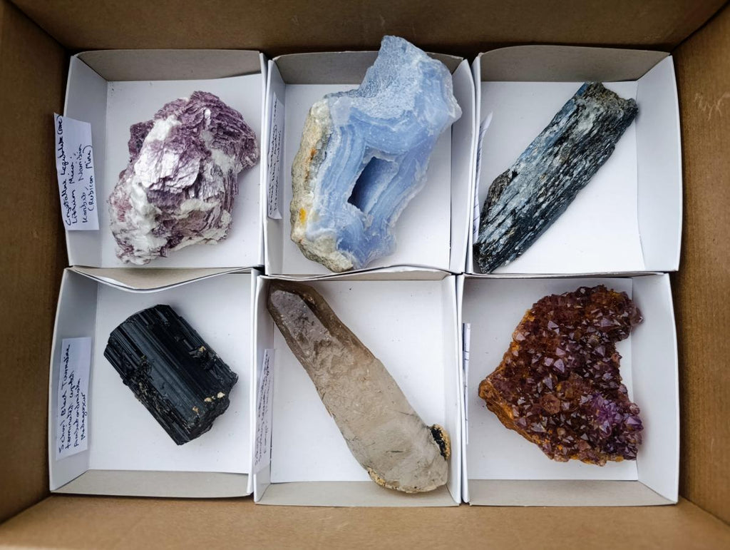 Natural Mix of African Minerals and Crystals Set of 6 x 1 From Southern Africa