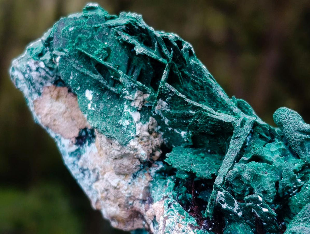 Natural Bladed Malachite after Azurite Pseudomorph Specimen x 1 From Kolwezi, Congo