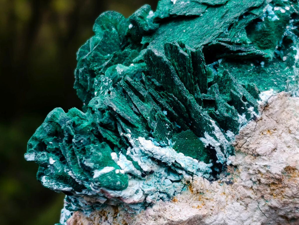 Natural Bladed Malachite after Azurite Pseudomorph Specimen x 1 From Kolwezi, Congo