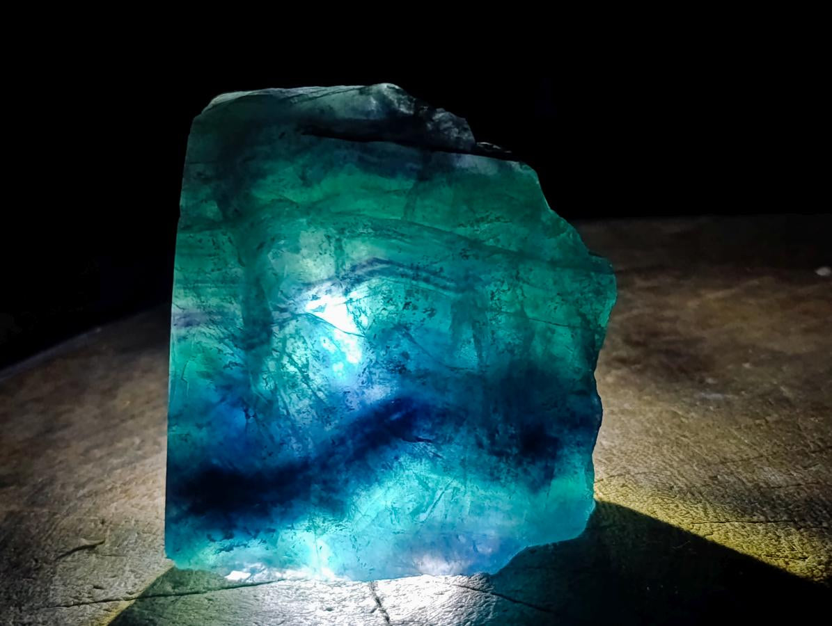 Polished One Side Translucent Watermelon Fluorite Specimen x 1 From Uis, Namibia