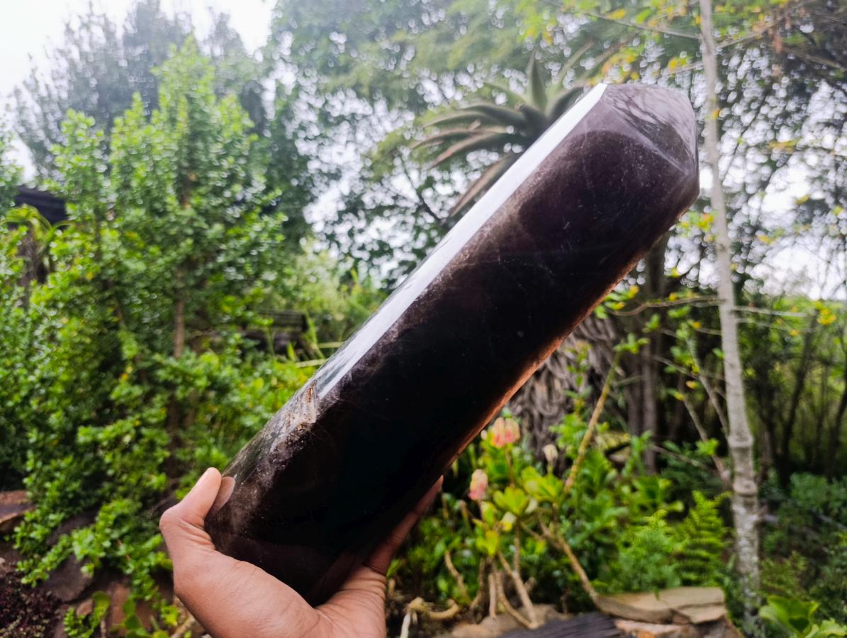 Polished XL Tabular Dark Smokey Quartz Crystal x 1 From Madagascar