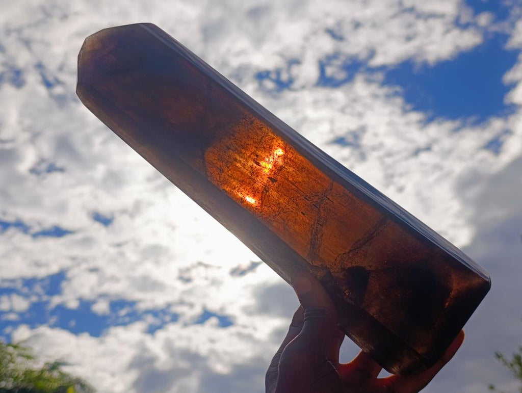 Polished XL Tabular Dark Smokey Quartz Crystal x 1 From Madagascar