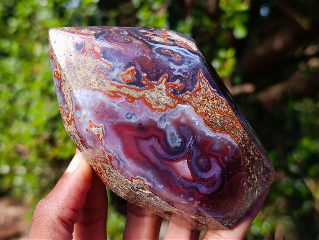 Polished Strawberry Agate Standing Display Crystal x 1 From Mozambique