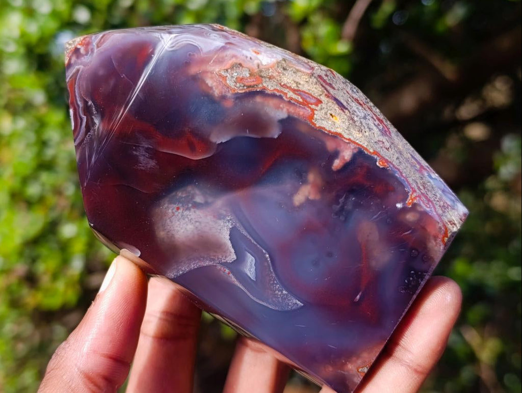 Polished Strawberry Agate Standing Display Crystal x 1 From Mozambique