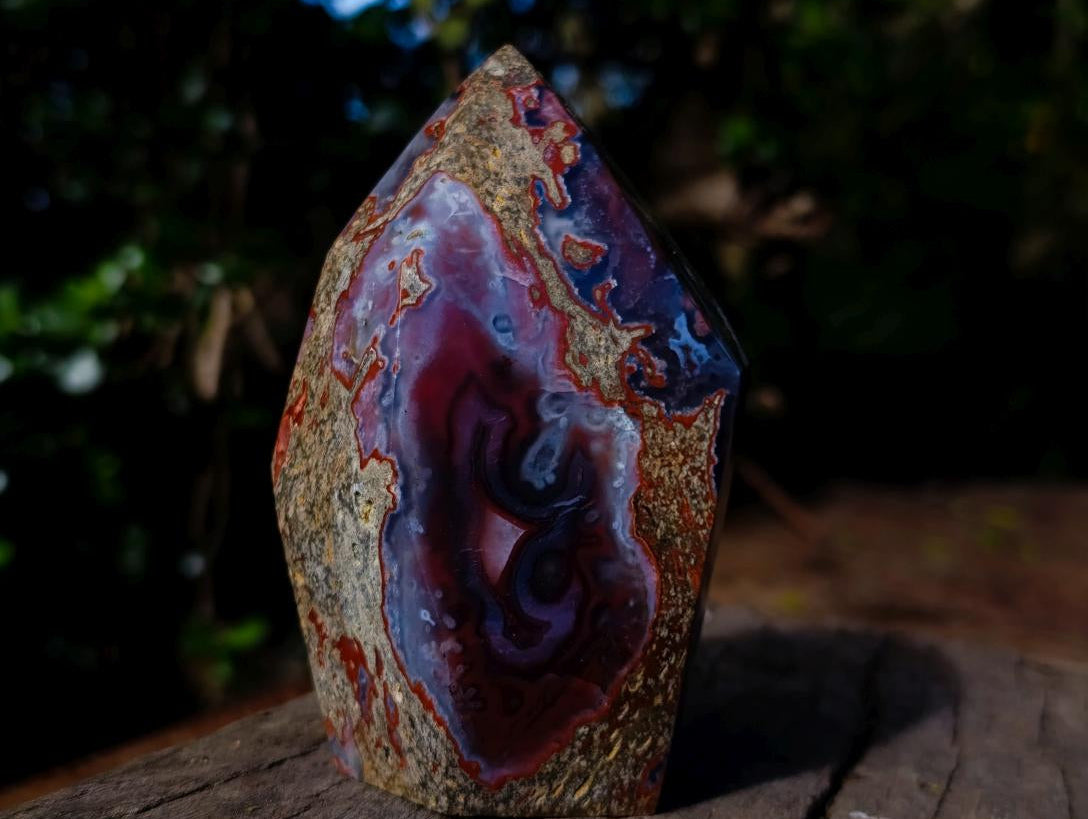 Polished Strawberry Agate Standing Display Crystal x 1 From Mozambique