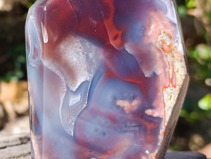 Polished Strawberry Agate Standing Display Crystal x 1 From Mozambique