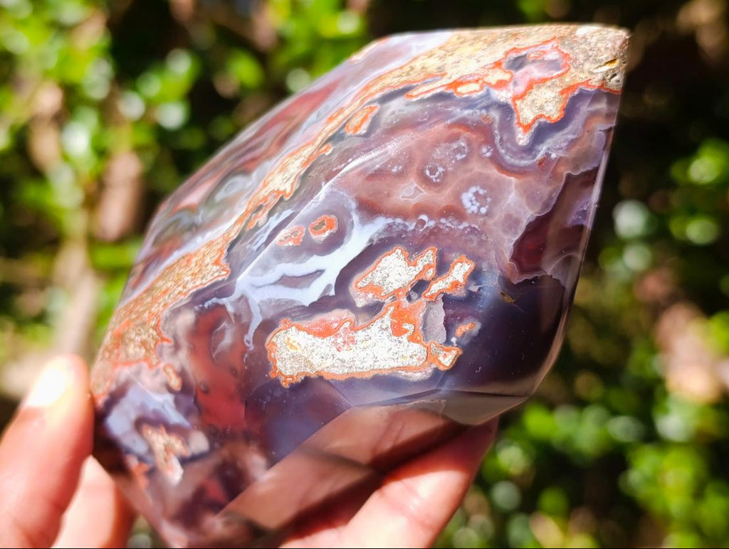 Polished Strawberry Agate Standing Display Crystal x 1 From Mozambique