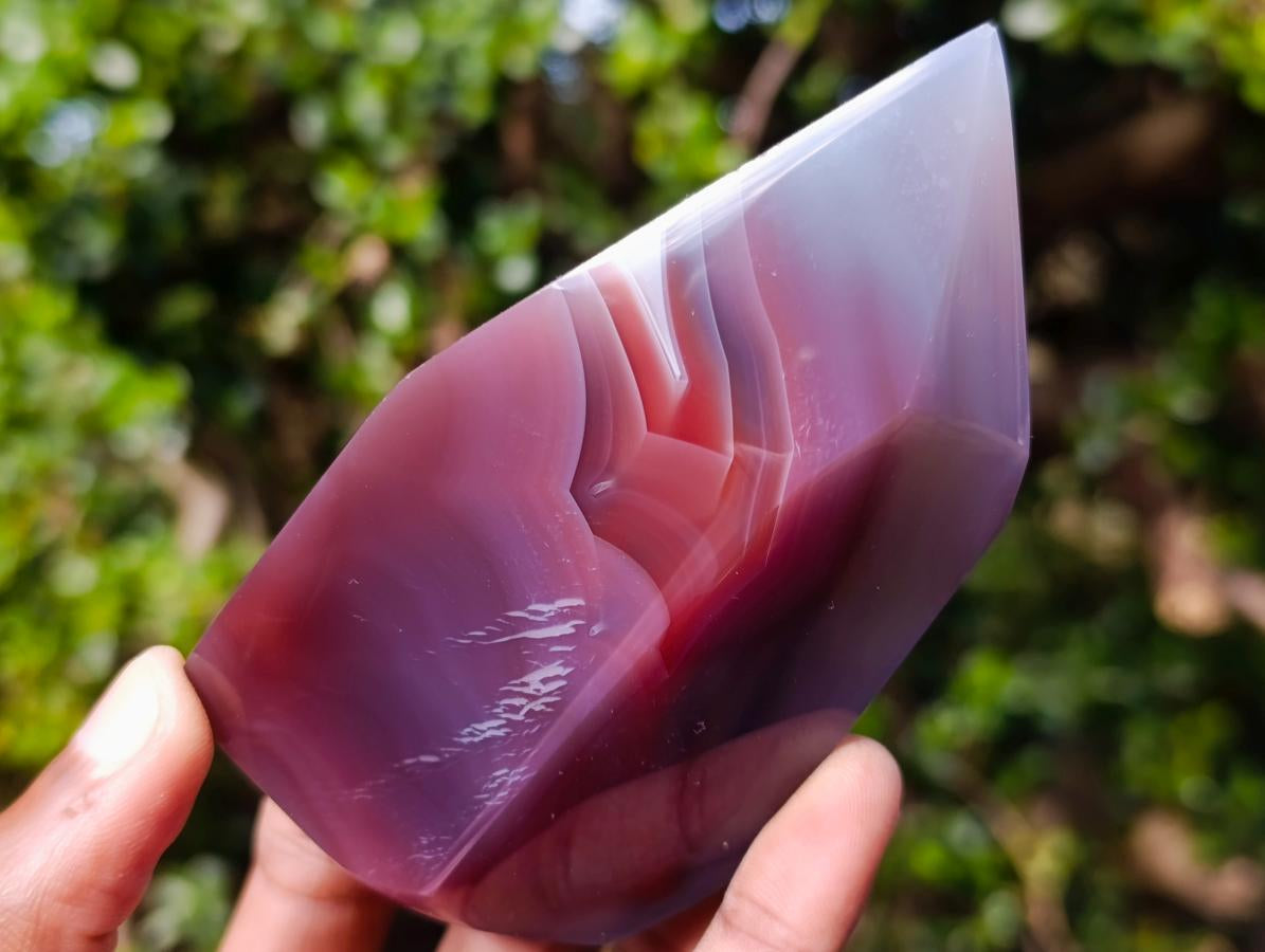 Polished Strawberry Agate Standing Display Crystal x 1 From Mozambique