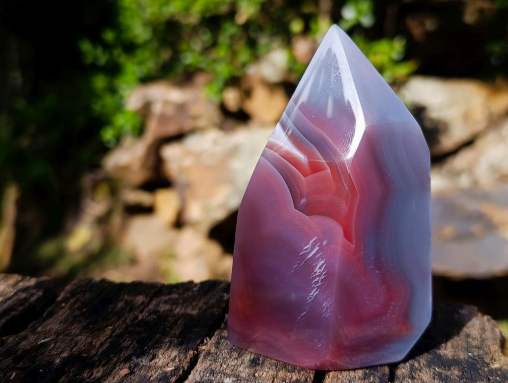 Polished Strawberry Agate Standing Display Crystal x 1 From Mozambique