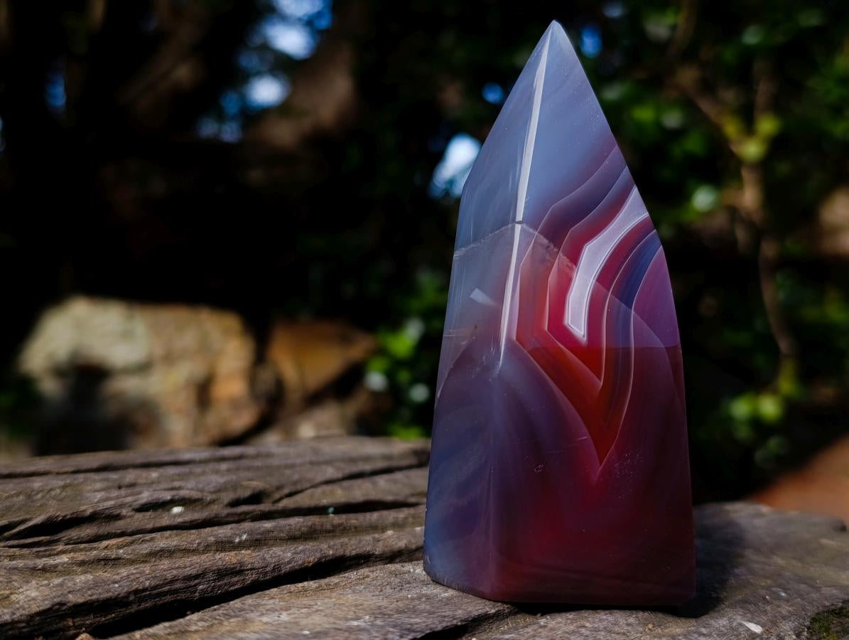 Polished Strawberry Agate Standing Display Crystal x 1 From Mozambique