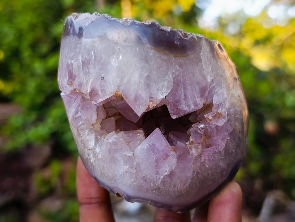 Polished Agate with Crystalline Amethyst Centre x 1 From Maintirano, Madagascar