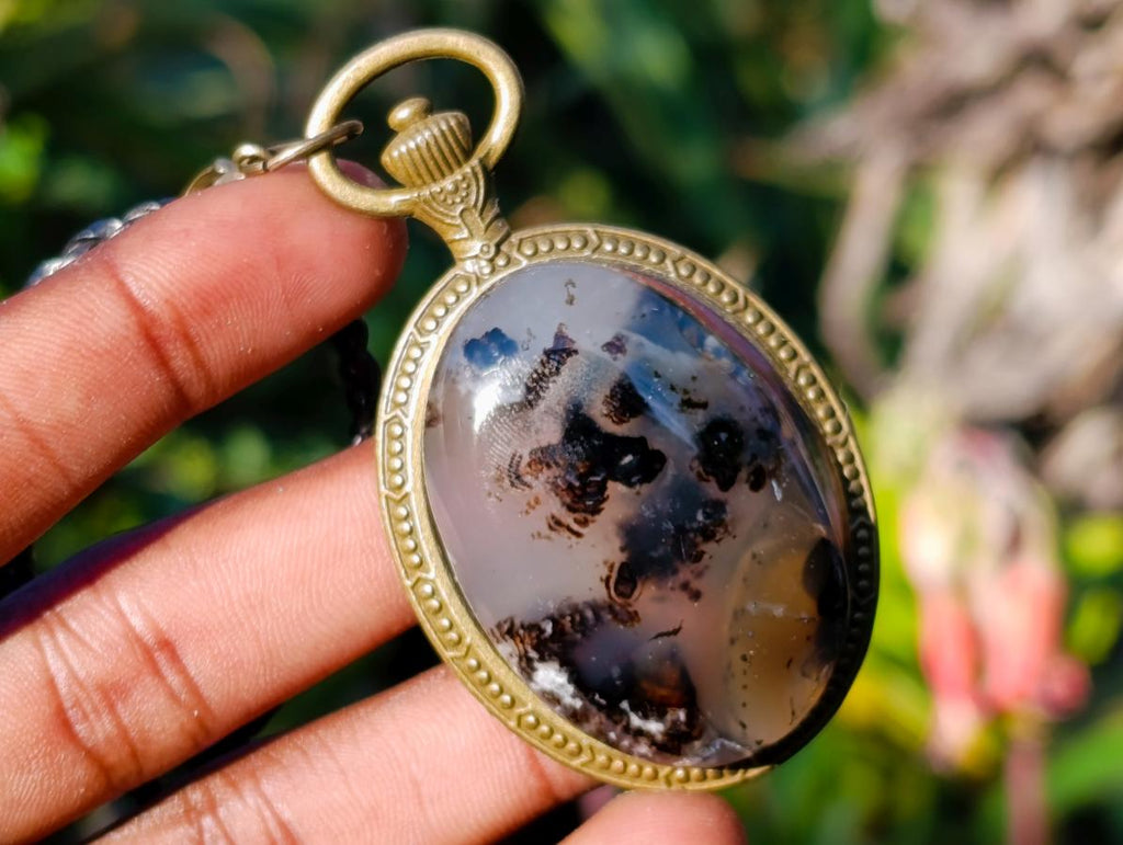 Hand Made Dendritic Agate Necklace in Display Case - Sold Per Item - From Moralambo, Madagascar