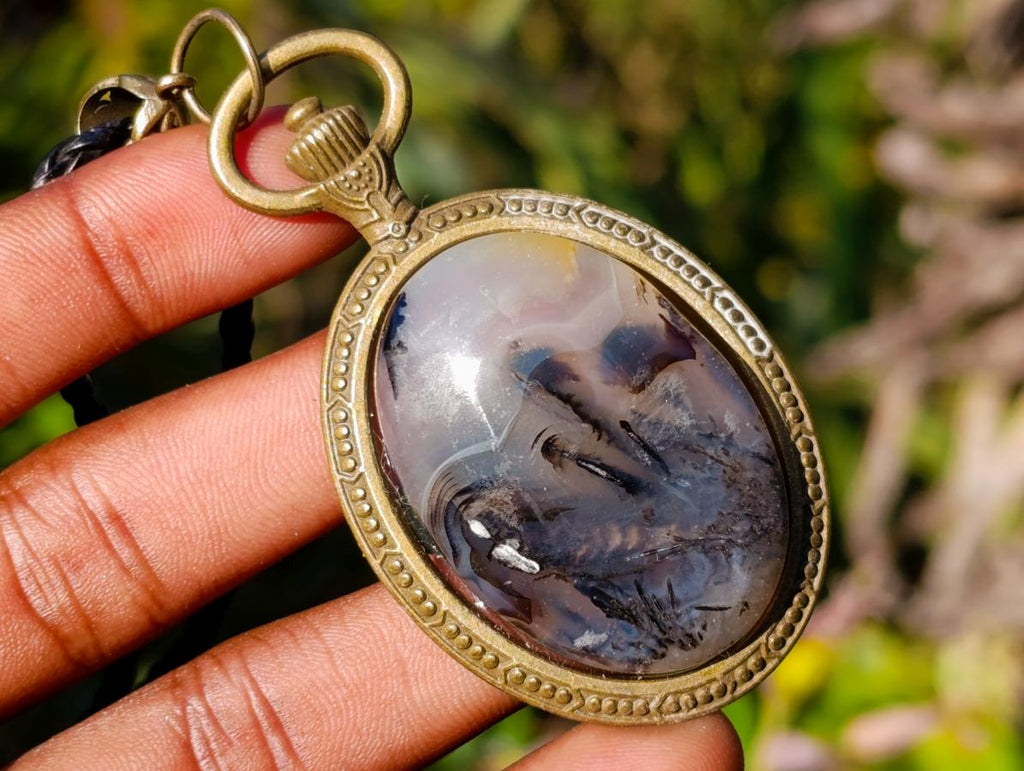 Hand Made Dendritic Agate Necklace in Display Case - Sold Per Item - From Moralambo, Madagascar