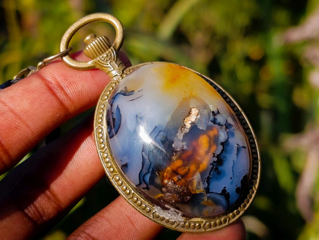 Hand Made Dendritic Agate Necklace in Display Case - Sold Per Item - From Moralambo, Madagascar