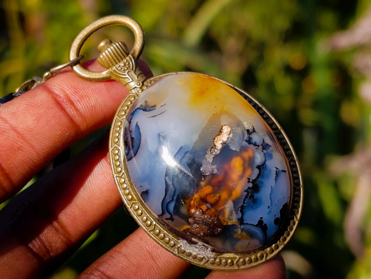 Hand Made Dendritic Agate Necklace in Display Case - Sold Per Item - From Moralambo, Madagascar