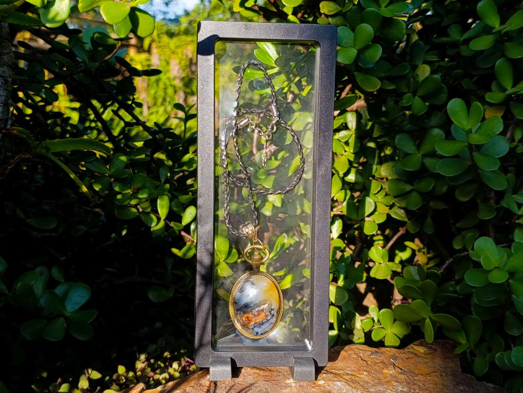 Hand Made Dendritic Agate Necklace in Display Case - Sold Per Item - From Moralambo, Madagascar