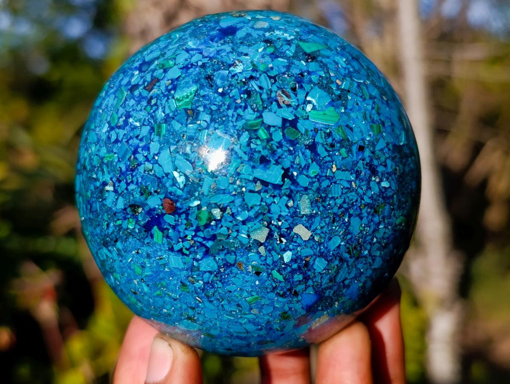 Polished Chrysocolla, Azurite and Malachite Conglomerate Sphere x 1 From Congo