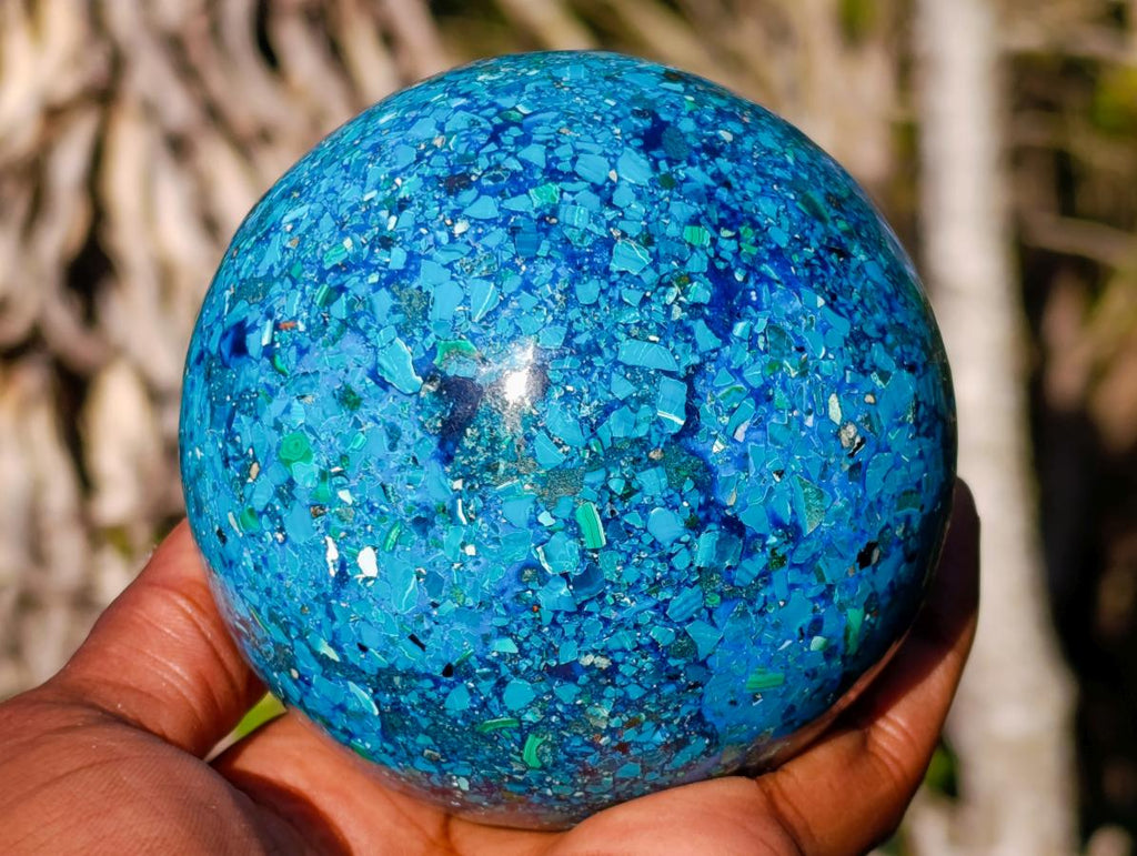 Polished Chrysocolla, Azurite and Malachite Conglomerate Sphere x 1 From Congo