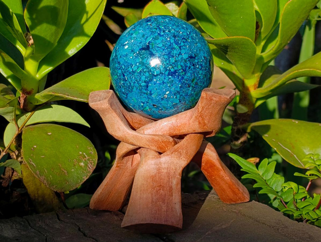 Polished Chrysocolla, Azurite and Malachite Conglomerate Sphere x 1 From Congo