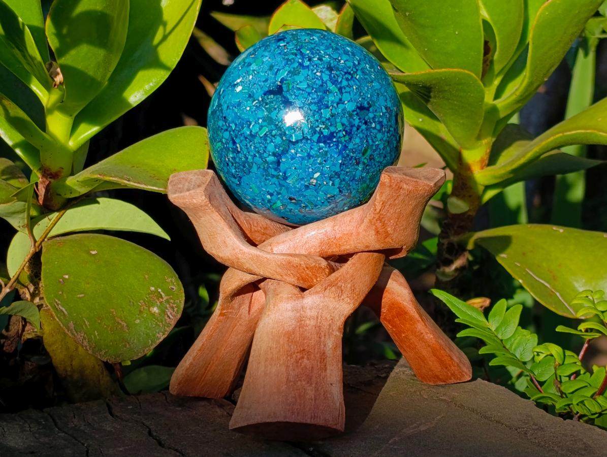 Polished Chrysocolla, Azurite and Malachite Conglomerate Sphere x 1 From Congo