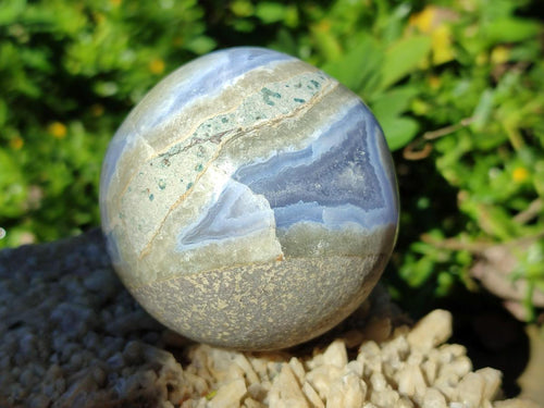 Polished Rare Blue Lace Agate Sphere x 1 From Nsanje, Malawi