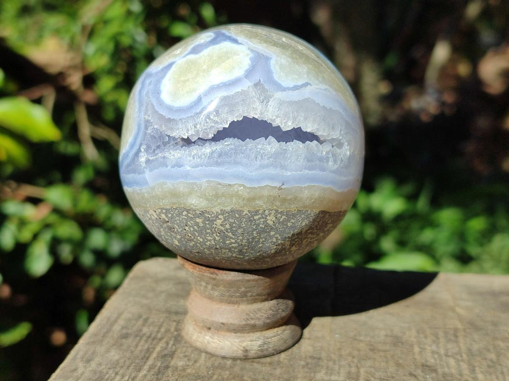 Polished Rare Blue Lace Agate Sphere x 1 From Nsanje, Malawi