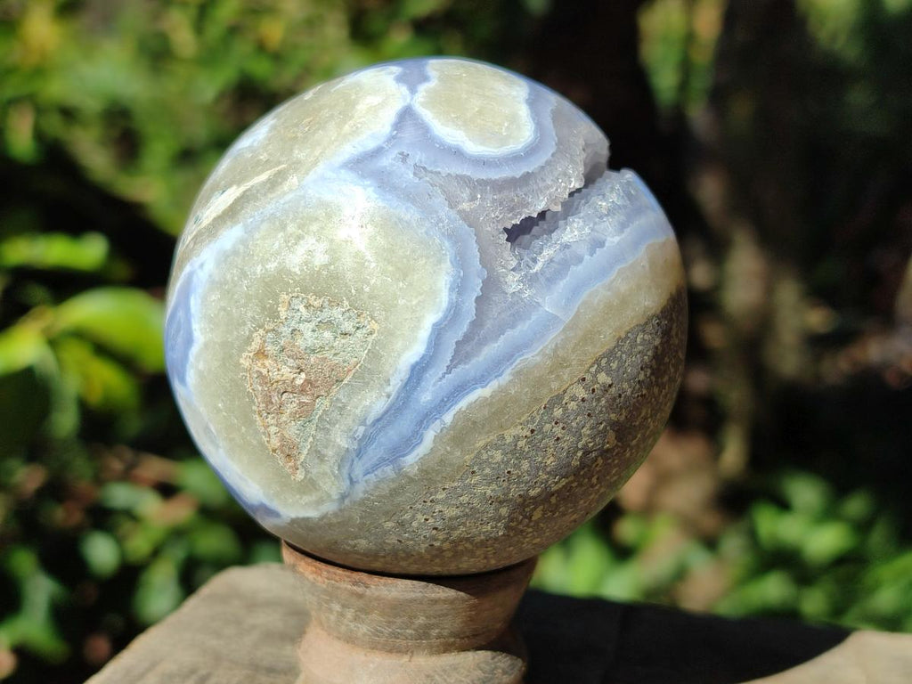 Polished Rare Blue Lace Agate Sphere x 1 From Nsanje, Malawi