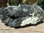 Natural Large Schorl Black Tourmaline Crystal with Goshenite and Hyalite Opal x 1 From Erongo, Namibia