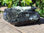 Natural Large Schorl Black Tourmaline Crystal with Goshenite and Hyalite Opal x 1 From Erongo, Namibia
