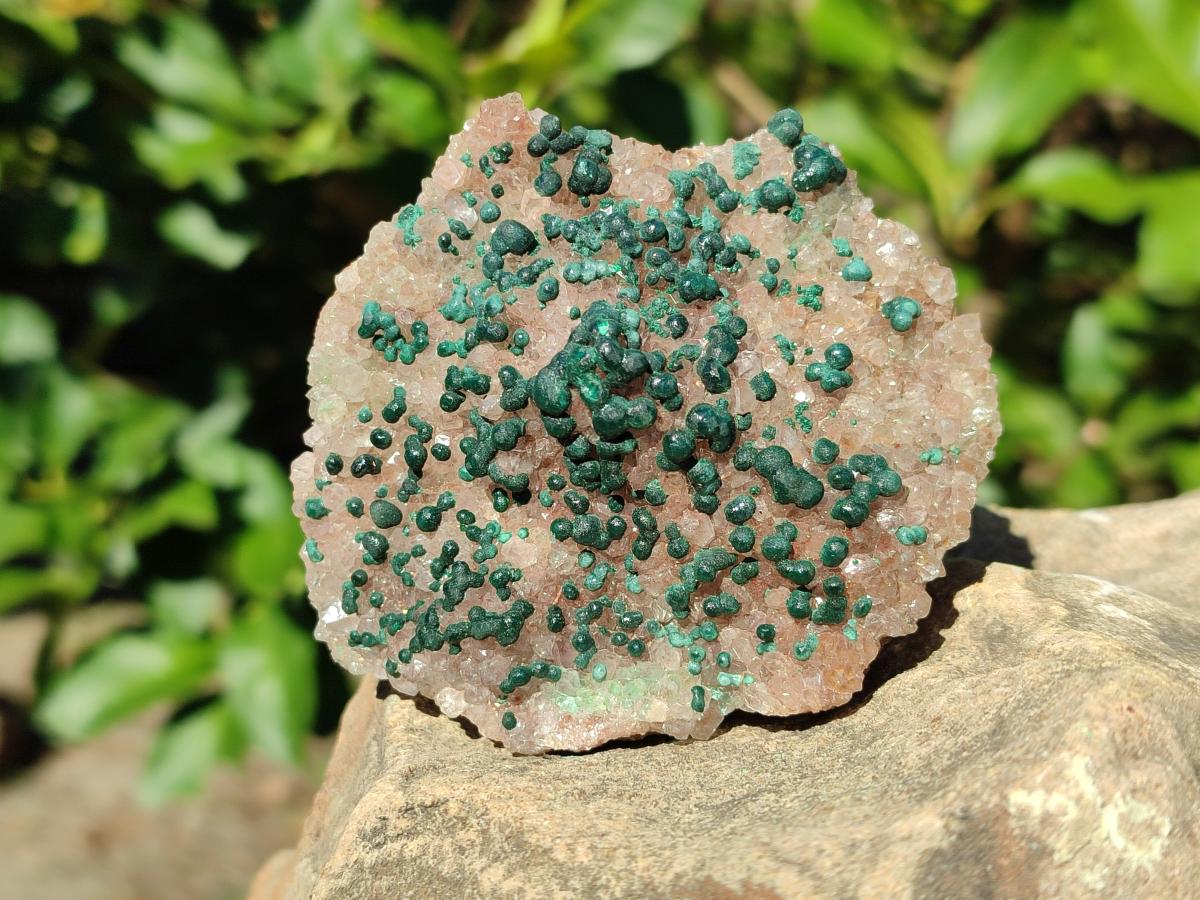 Natural Cabinet Size Ball Malachite Specimen and Smokey Quartz on Dolomite Matrix  x 1 From Kambove, Congo