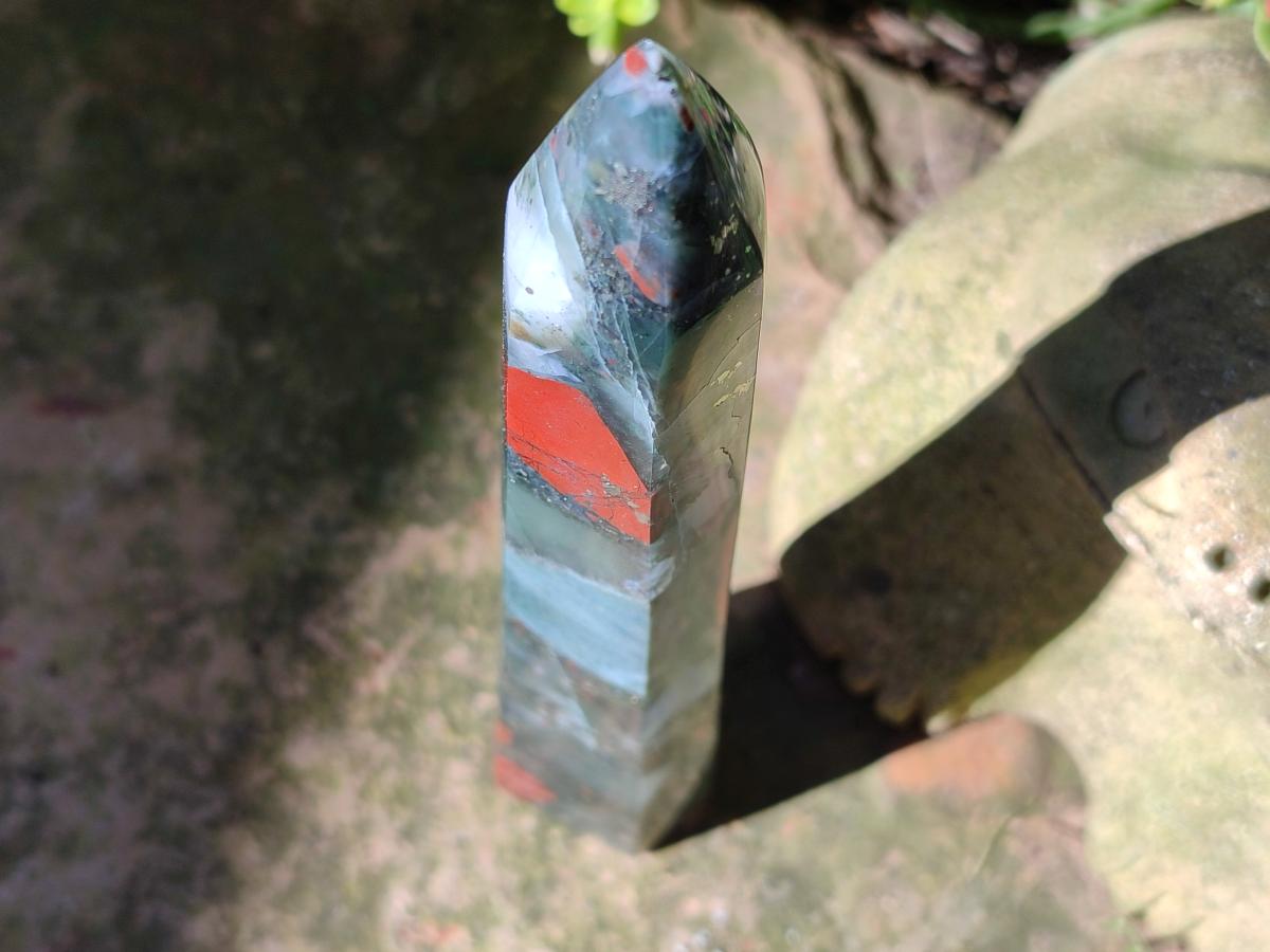 Polished Bloodstone with Pyrite Display Crystal x 1 From Swaziland