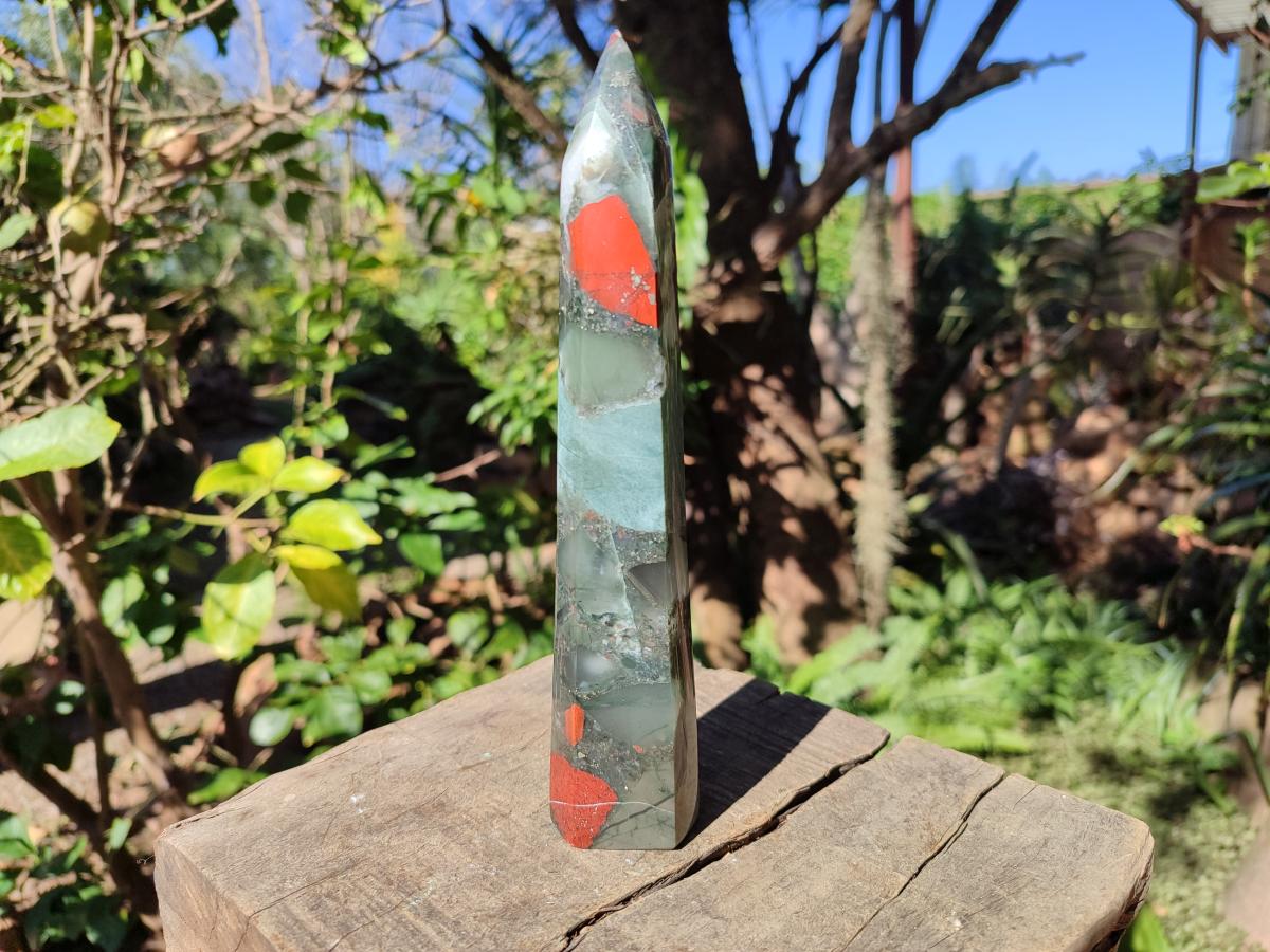 Polished Bloodstone with Pyrite Display Crystal x 1 From Swaziland