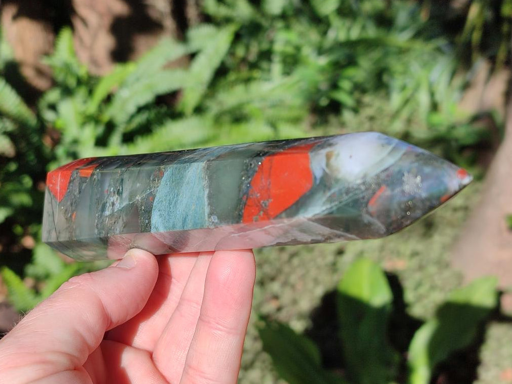 Polished Bloodstone with Pyrite Display Crystal x 1 From Swaziland