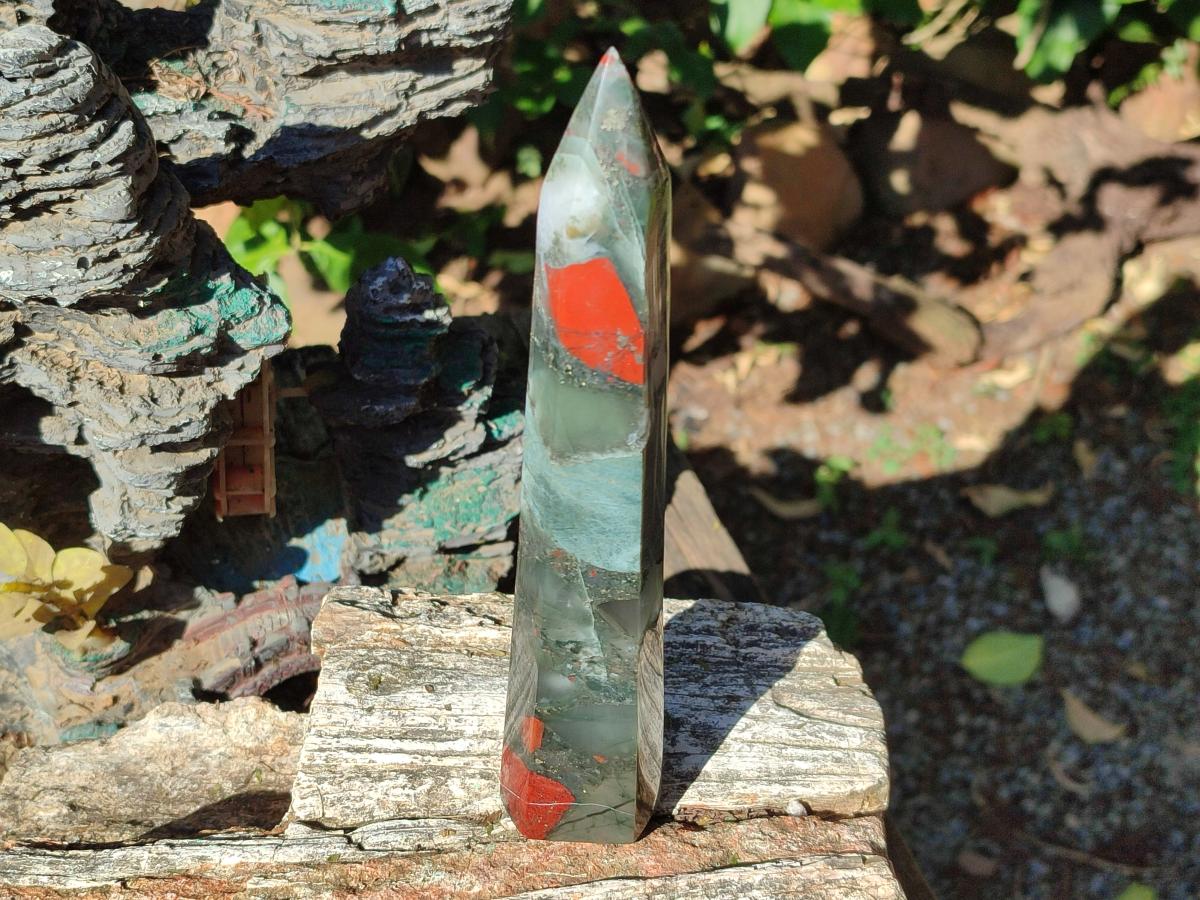 Polished Bloodstone with Pyrite Display Crystal x 1 From Swaziland